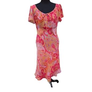 Spring Ready Multi-Color‎ Paisley Ruffle Midi Dress Sz 8